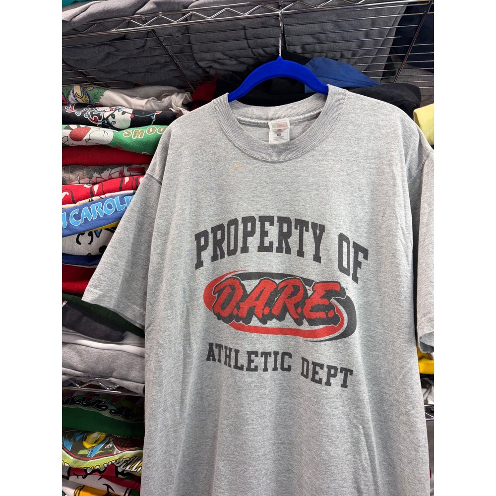 Fruit of the Loom DARE Athletic Dept T-Shirt XL Gray Property of D.A.R.E. Tee